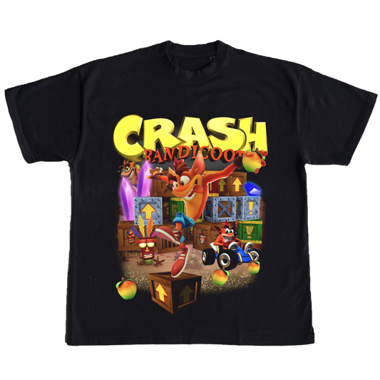 Crash Bandicoot Bootleg Rap Tee - A hip hop-inspired t-shirt featuring the gaming nostalgia of Crash Bandicoot