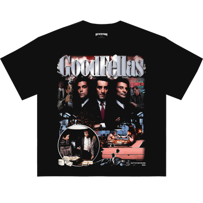 Goodfellas graphic tee from OUTTATHETRUNK featuring bold design inspired by the classic film.