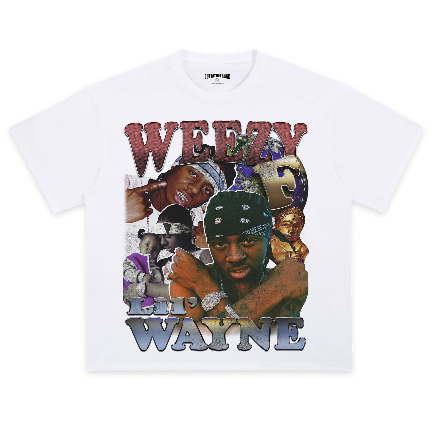 OUTTATHETRUNK Lil Wayne Vintage Rap T-Shirt with Retro Cash Money Graphic on Black Cotton Streetwear